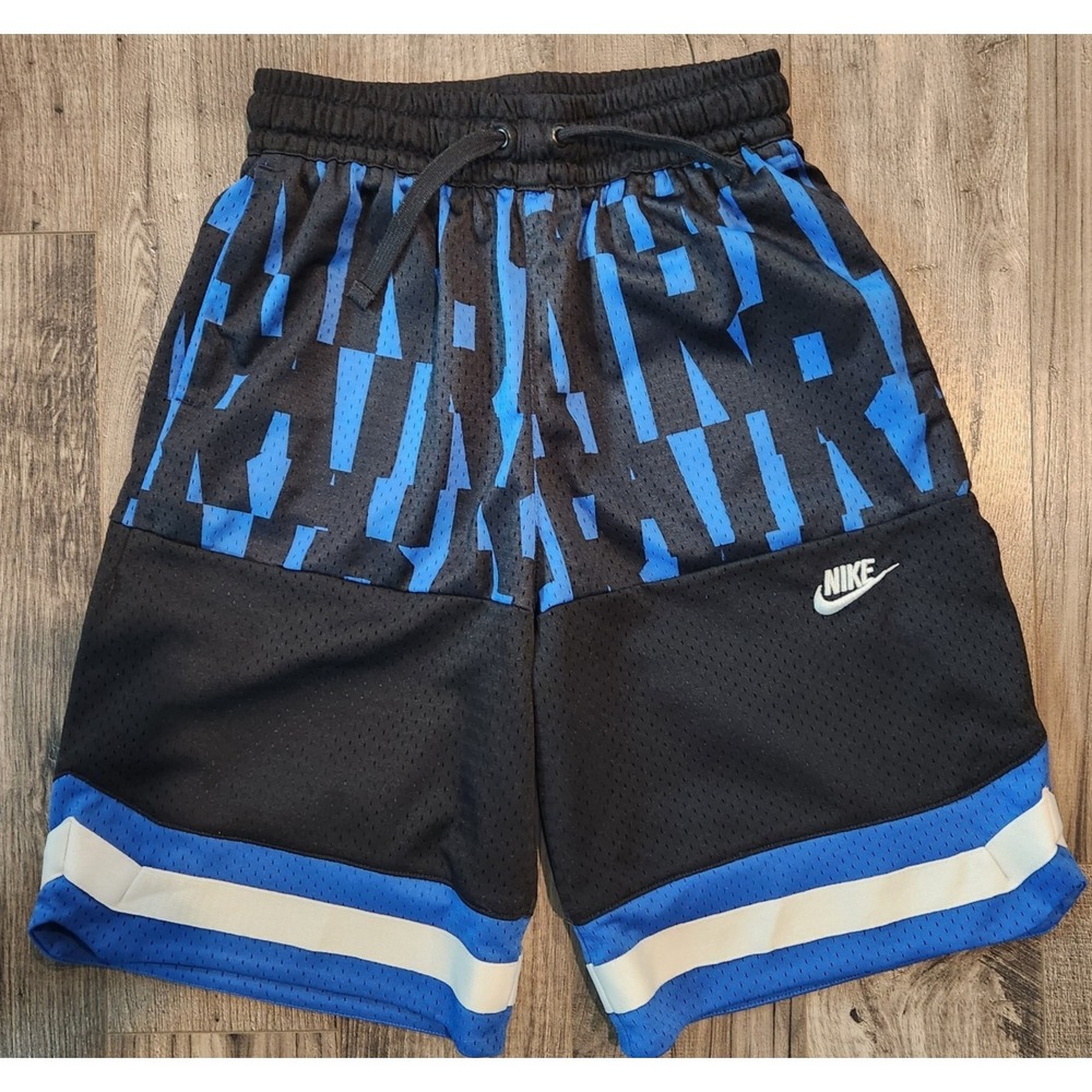Nike Air Mesh Shorts Boys XL Black Blue Drawstring Lightweight Basketball